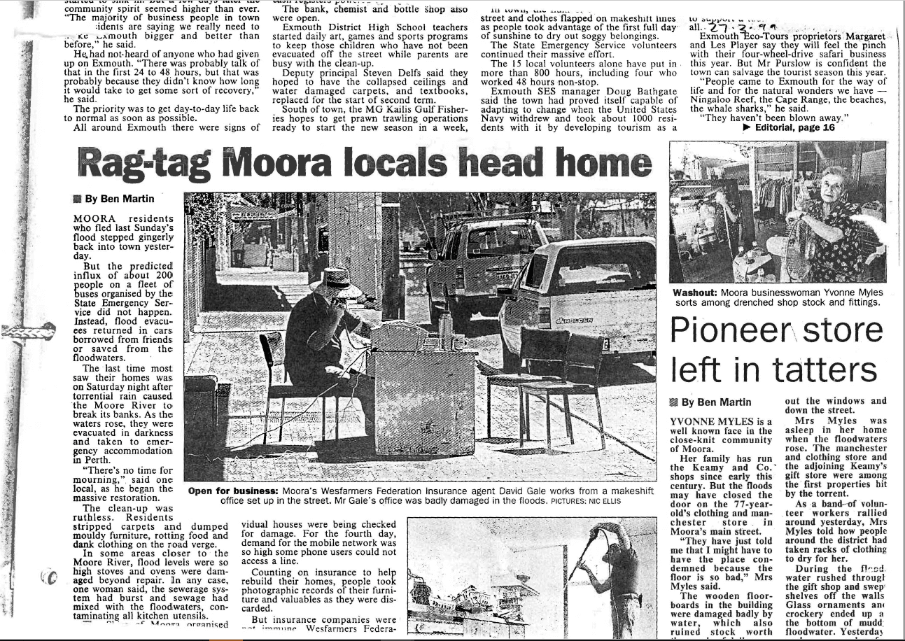 Moora floods printed in 1999