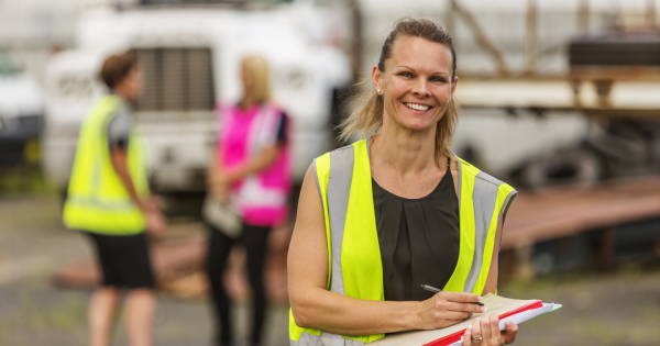 Ladies wearing protective vest on site