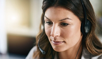 Lady wearing a headset