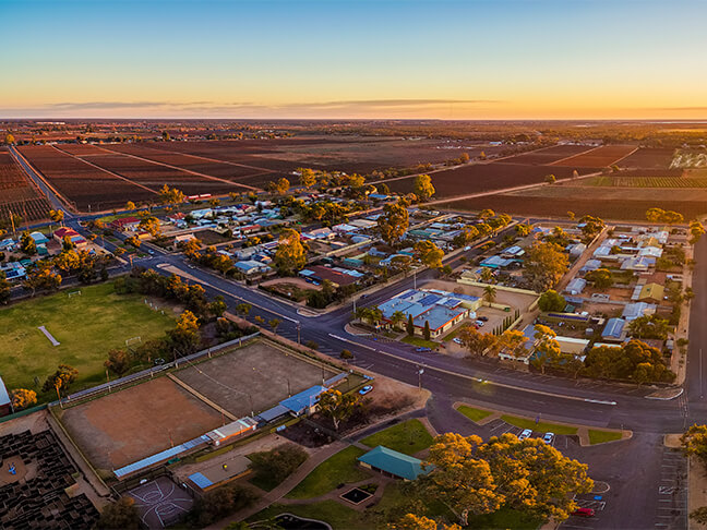 Aerial drone view of Monash town, Australia